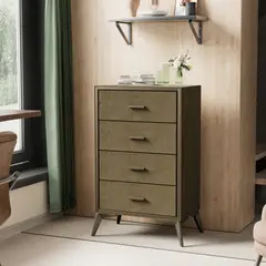 GENERICO - Cómoda Tapizada de 4 Cajones Liviana Madera MDF