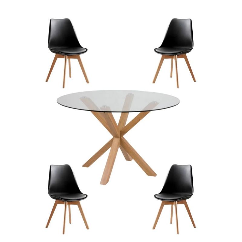 GENERICO - Comedor Cross 100cm -Negro 4 puestos