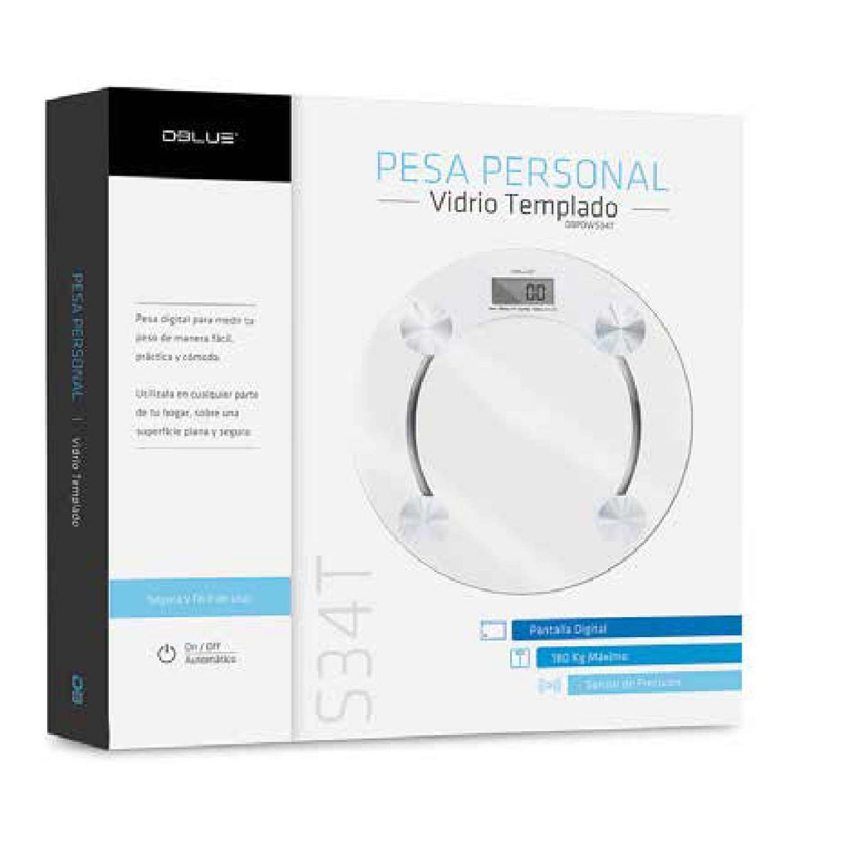 DBLUE - Pesa De Baño Material Vidrio Templado 180kg Redonda - Ps