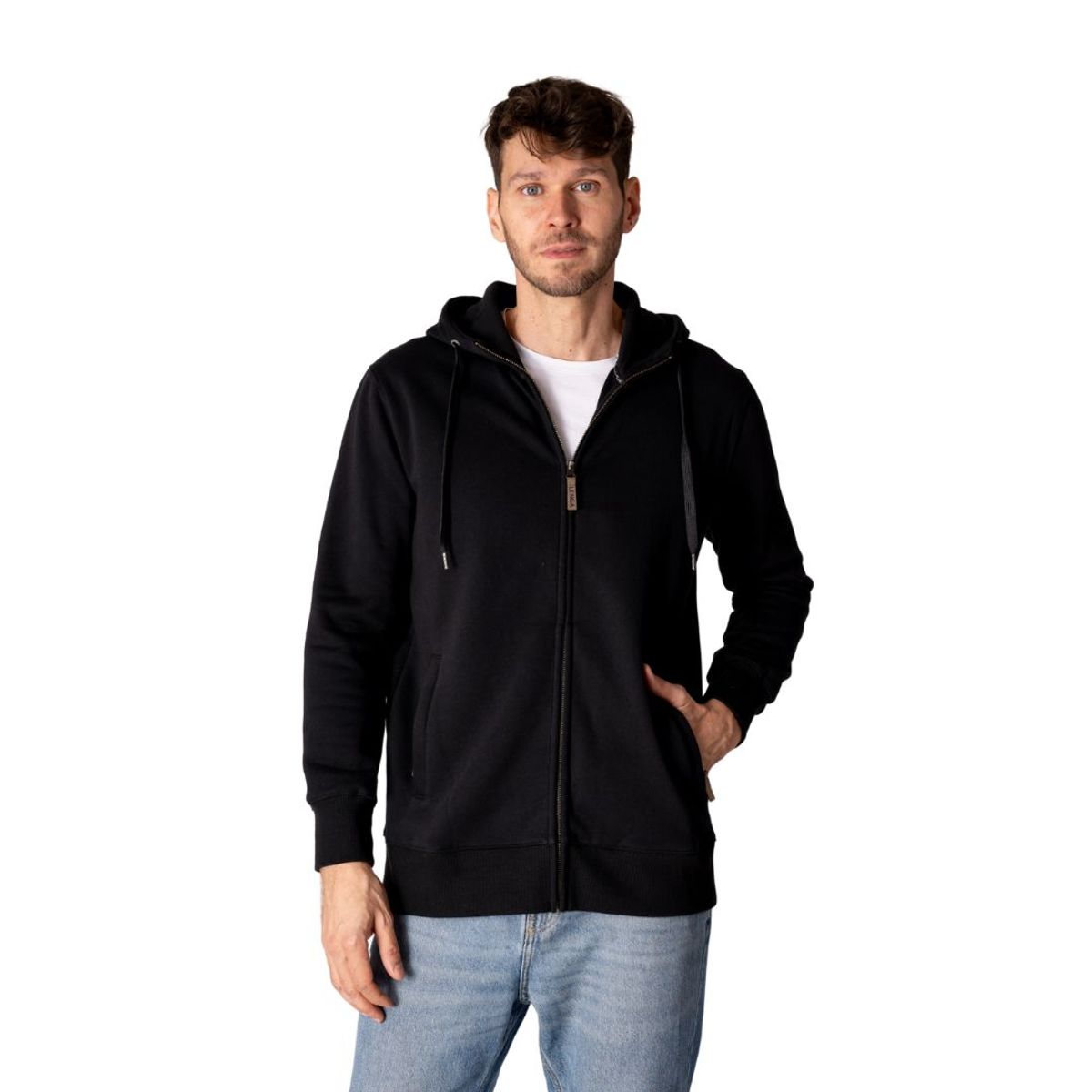 LENGA - Polerón Hombre Con Gorro Y Cierre metal Algodón Orgánico Pehoe Lenga