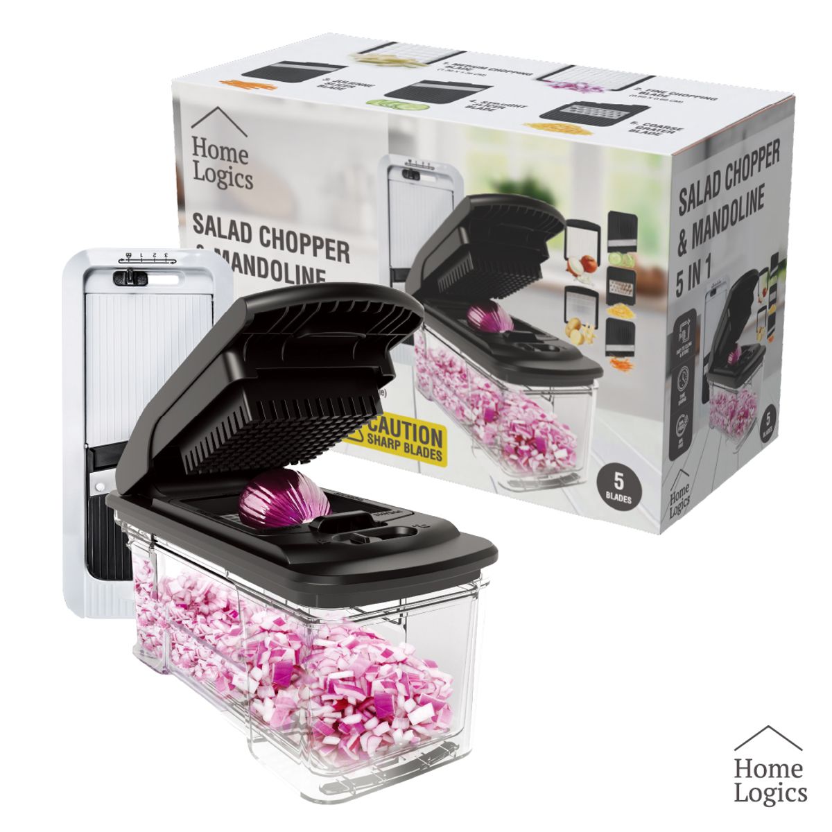 HOME LOGICS - Picador Rallador Cortador Frutas y Verduras Multiuso Home Logics