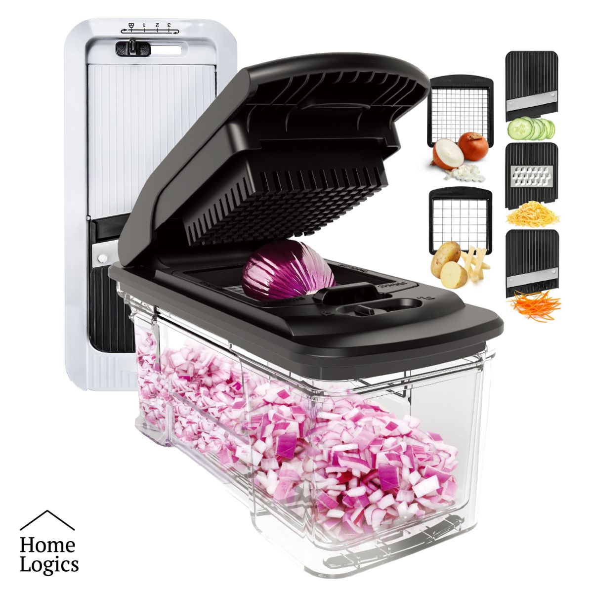 HOME LOGICS - Picador Rallador Cortador Frutas y Verduras Multiuso Home Logics