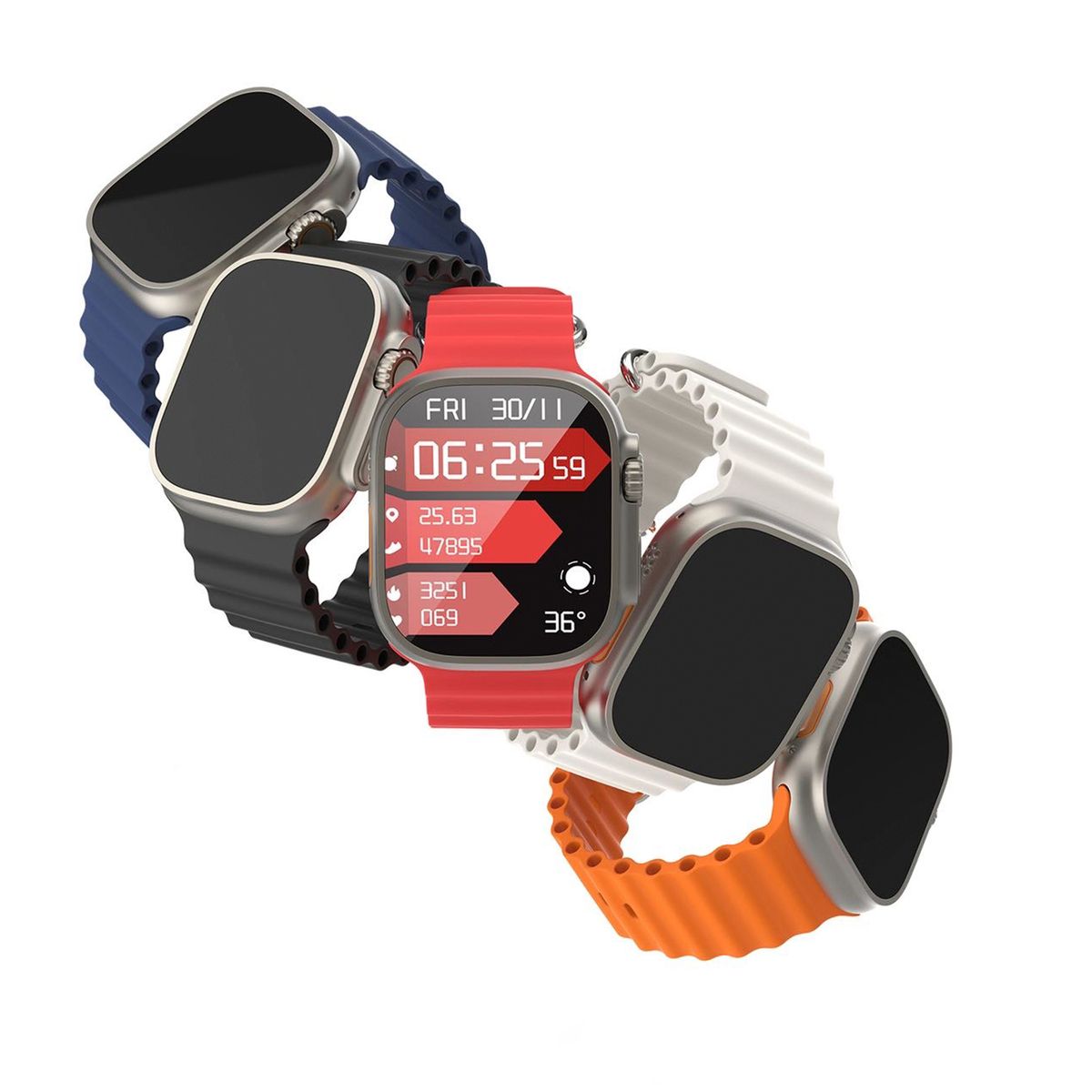 KBOD - Smart Watch Reloj Inteligente Kbod X60 Ultra Pack 5 Correas Negro