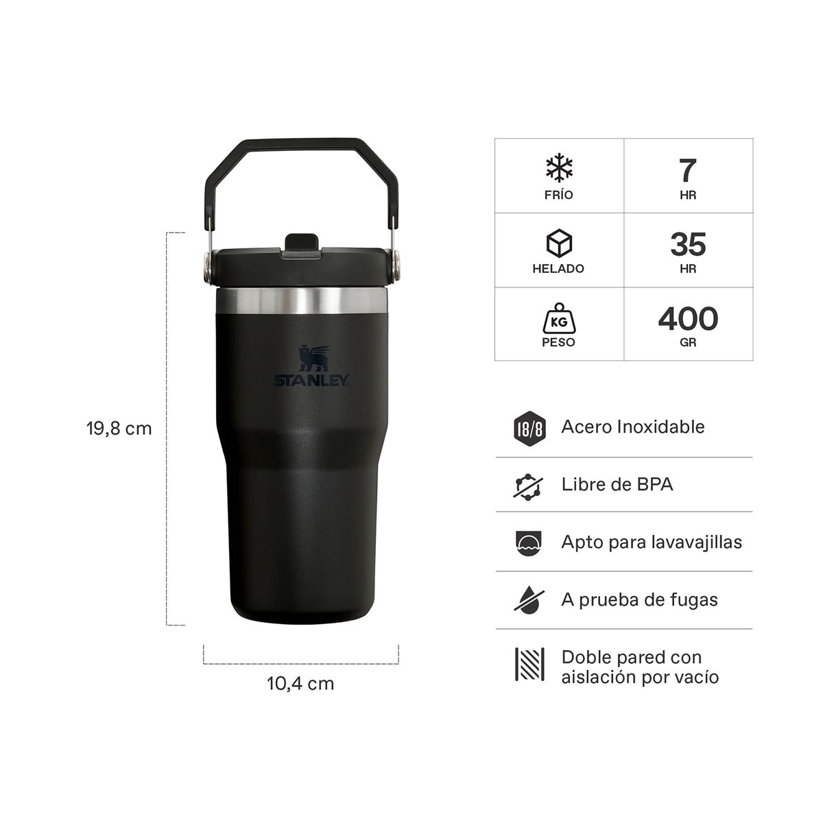 STANLEY - Botella Térmica Stanley Flip Straw 2.0 Black - 591 ml