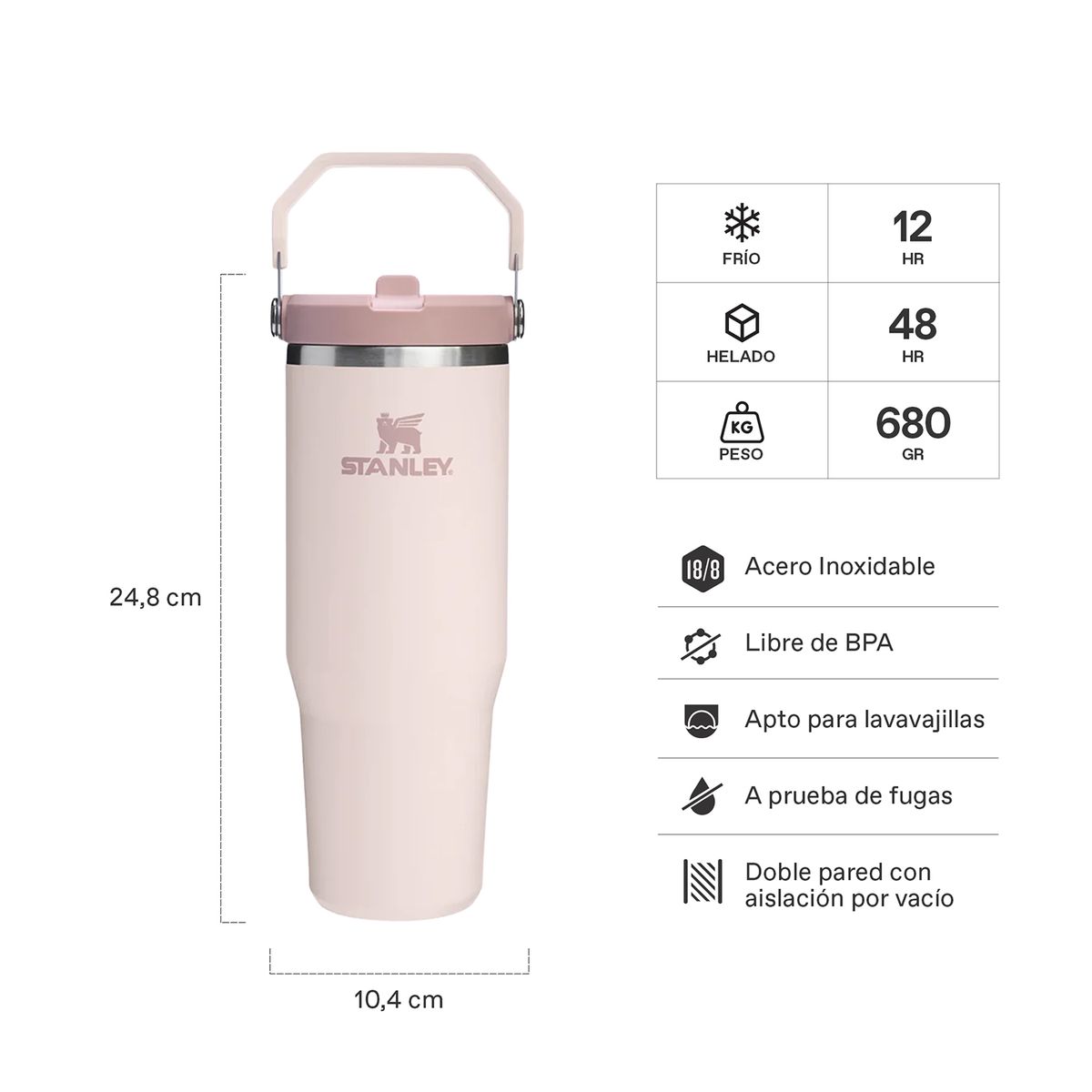 STANLEY - Botella Térmica Stanley Flip Straw 2.0 Rose Quartz - 887 ml