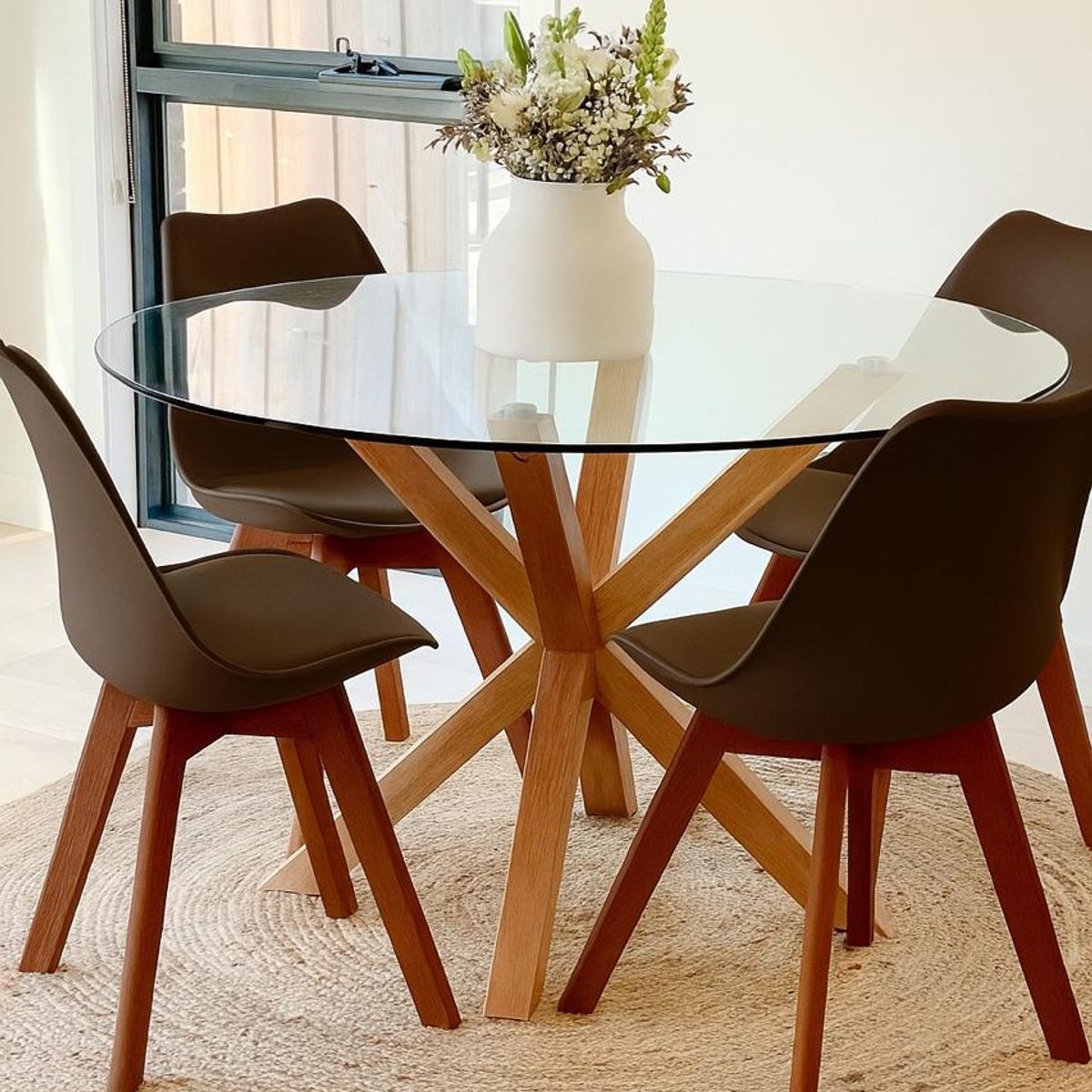 HABITA2 CHILE - Comedor Cross 100cm - Café  4 puestos…