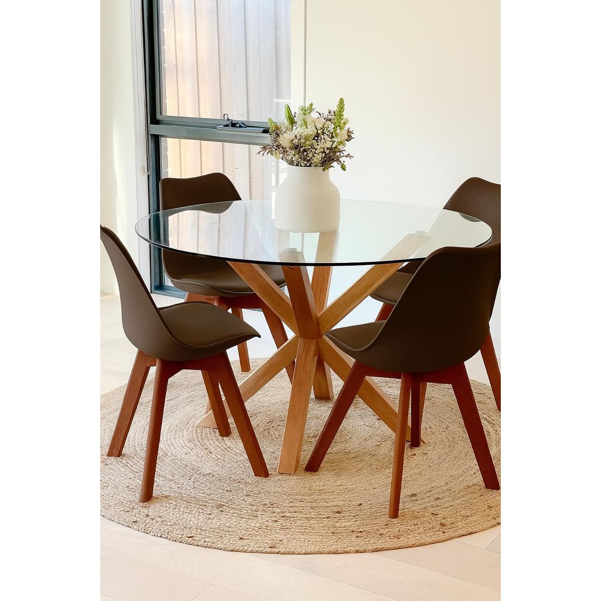 HABITA2 CHILE - Comedor Cross 100cm - Café  4 puestos…