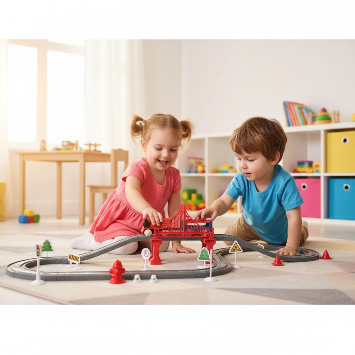 BABYLUNA - Pista Armable Mini Tren 44 Piezas fácil de Llevar