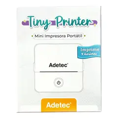 ADETEC - Mini Impresora Blanca Térmica Portátil Bluetooth+1 Rollo