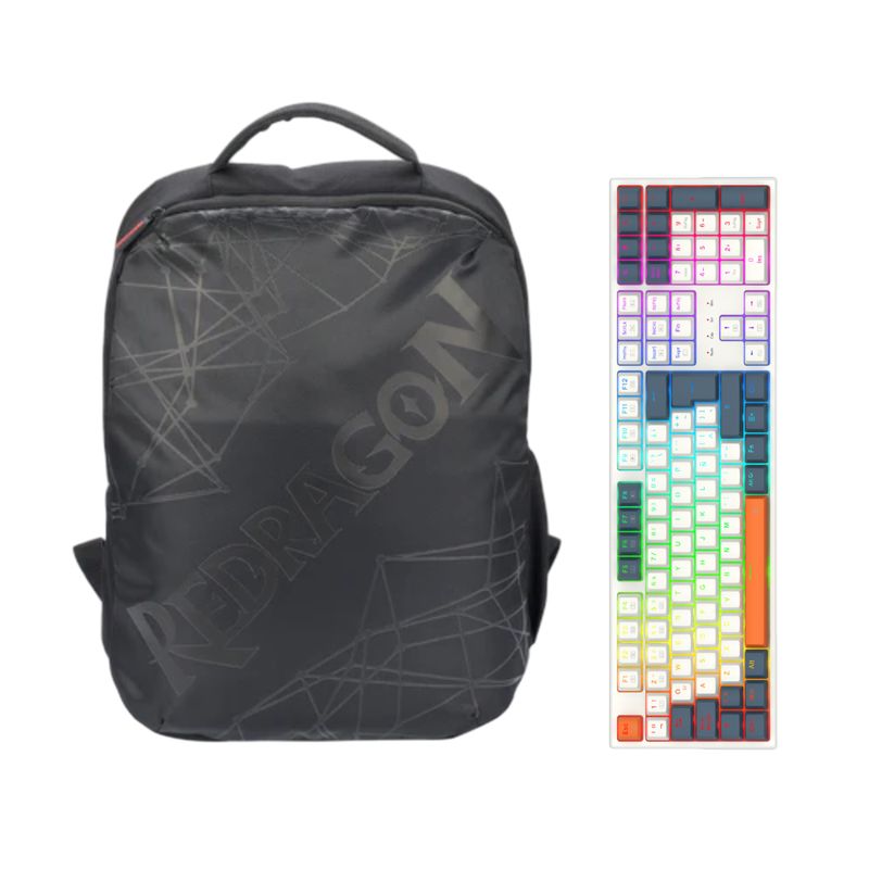 REDRAGON - Pack Teclado Redragon Trundle K668WBO Español blanco con Mochila Negra