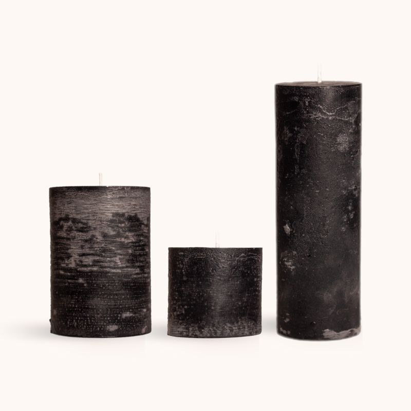 GENERICO - Velas Negras Artesanales - Hechas a Mano  7x15cm