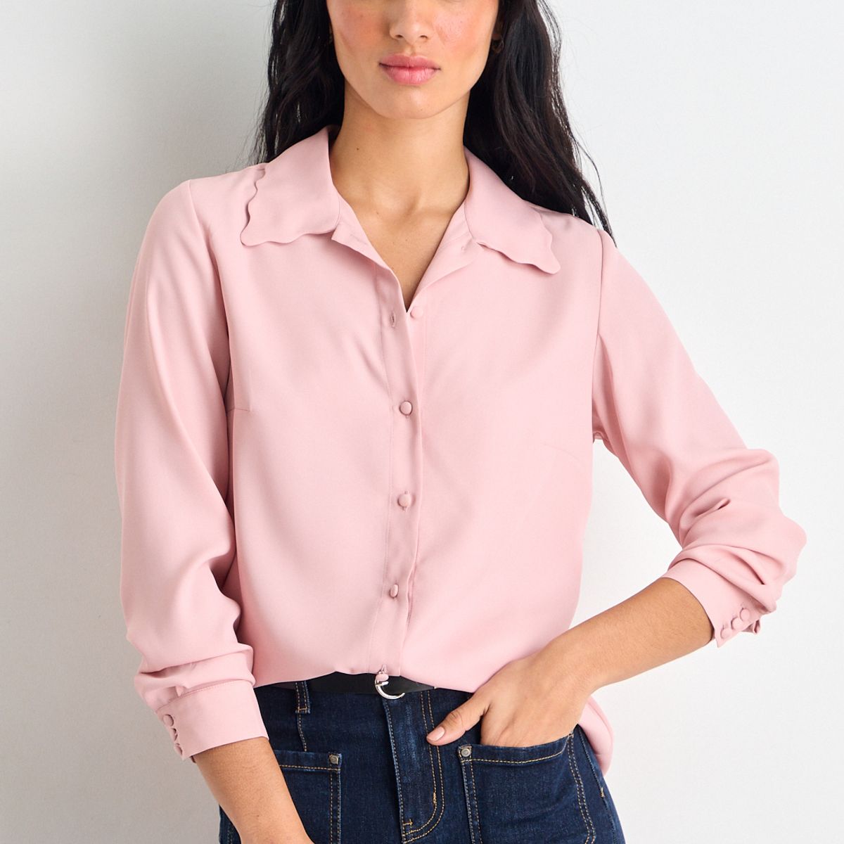 IO - Blusas Manga Larga Mujer Rosa Io