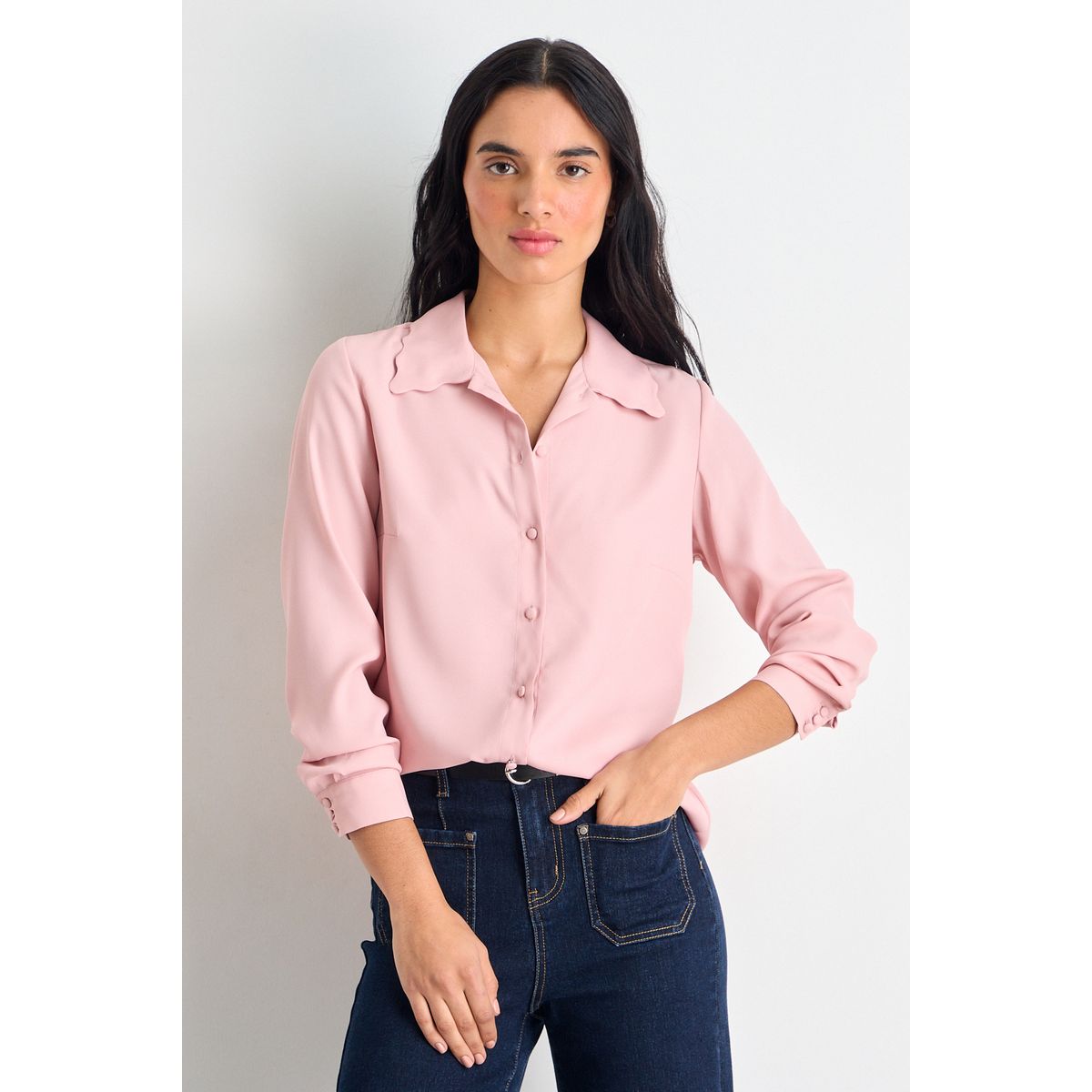 IO - Blusas Manga Larga Mujer Rosa Io