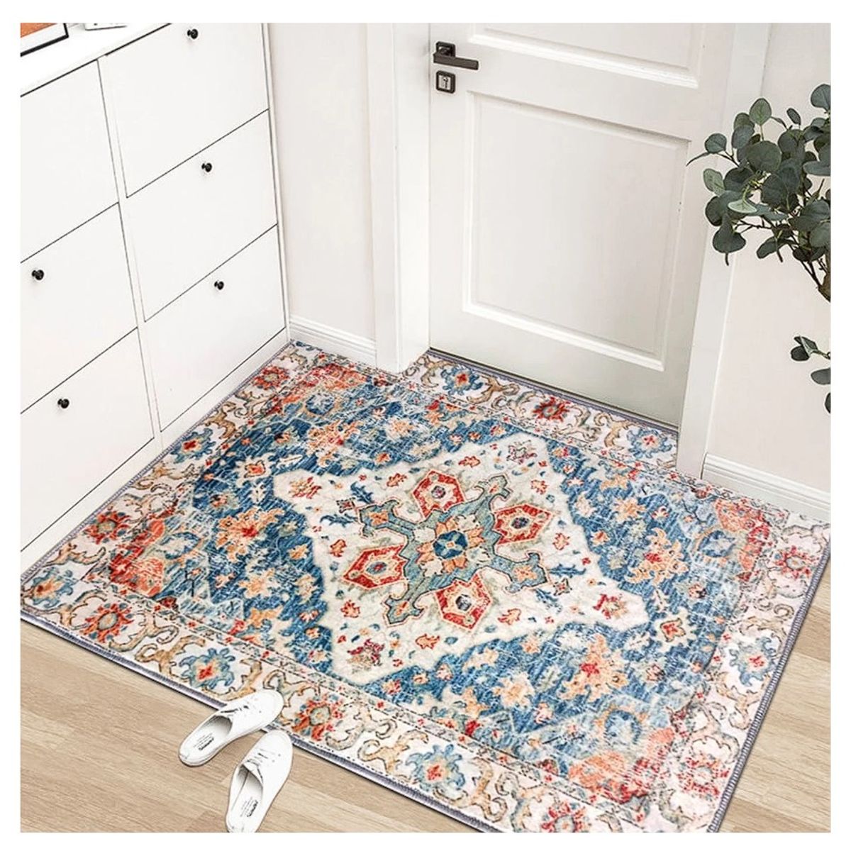 ALMA & DECO - Alfombra Bajada Cama Gruesa Ultra Suave 80x120 Cm Tierra y Turquesa