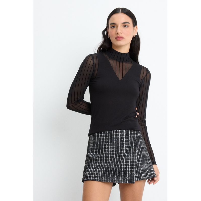IO - Polera Manga Larga Mujer Negro Io