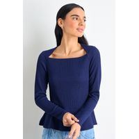 Polera Manga Larga Mujer Azul