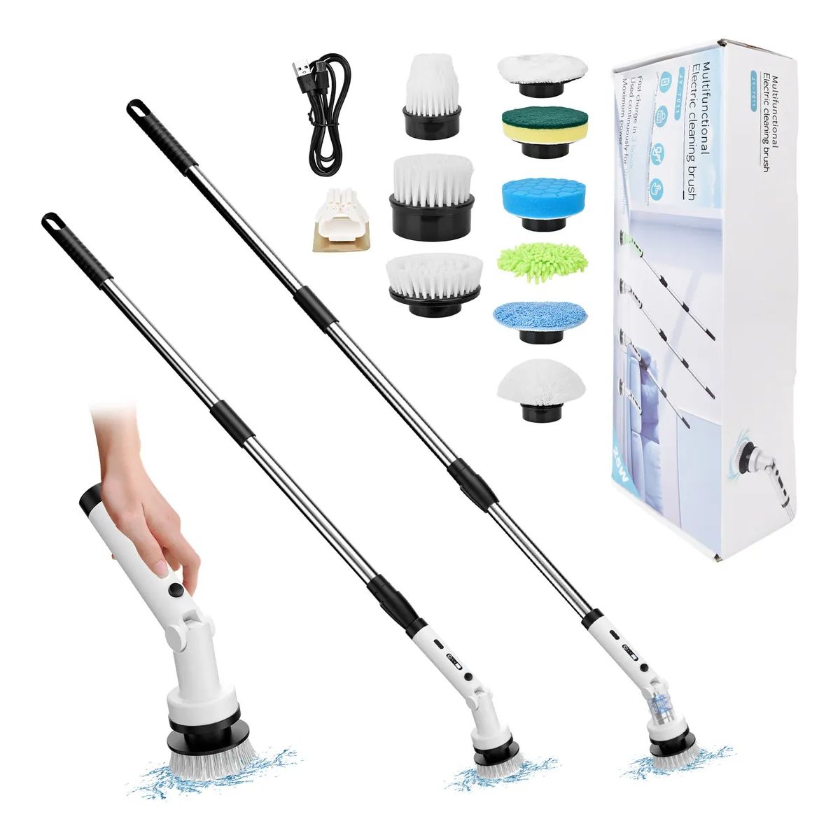 MOVI - Cepillo  De Limpieza 9 En 1 Inalámbrico Recargable Color Blanco