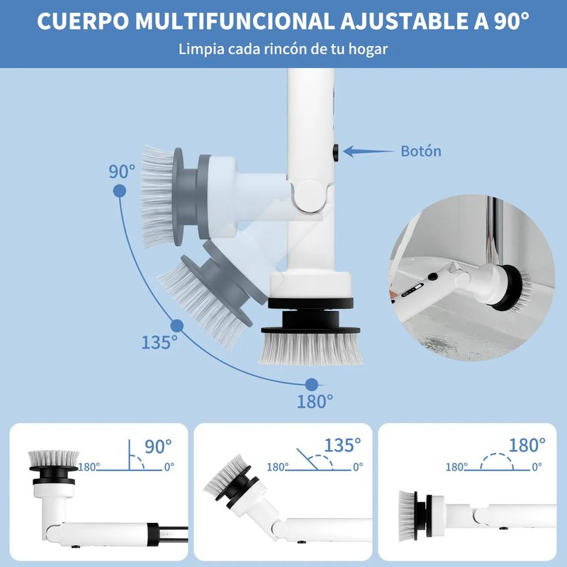 MOVI - Cepillo Eléctrico De Limpieza 9 En 1 Inalámbrico Recargable Color Blanco