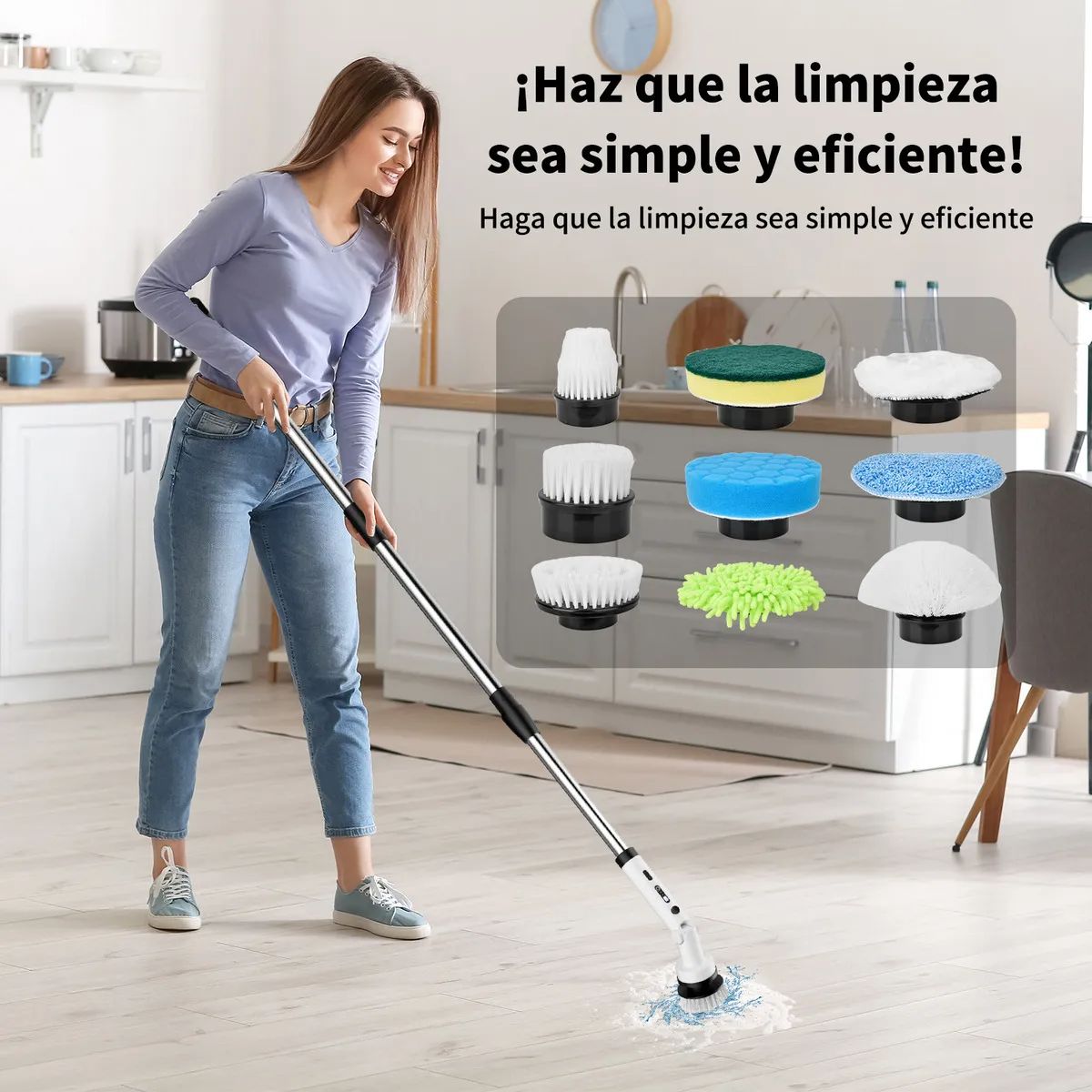 MOVI - Cepillo  De Limpieza 9 En 1 Inalámbrico Recargable Color Blanco