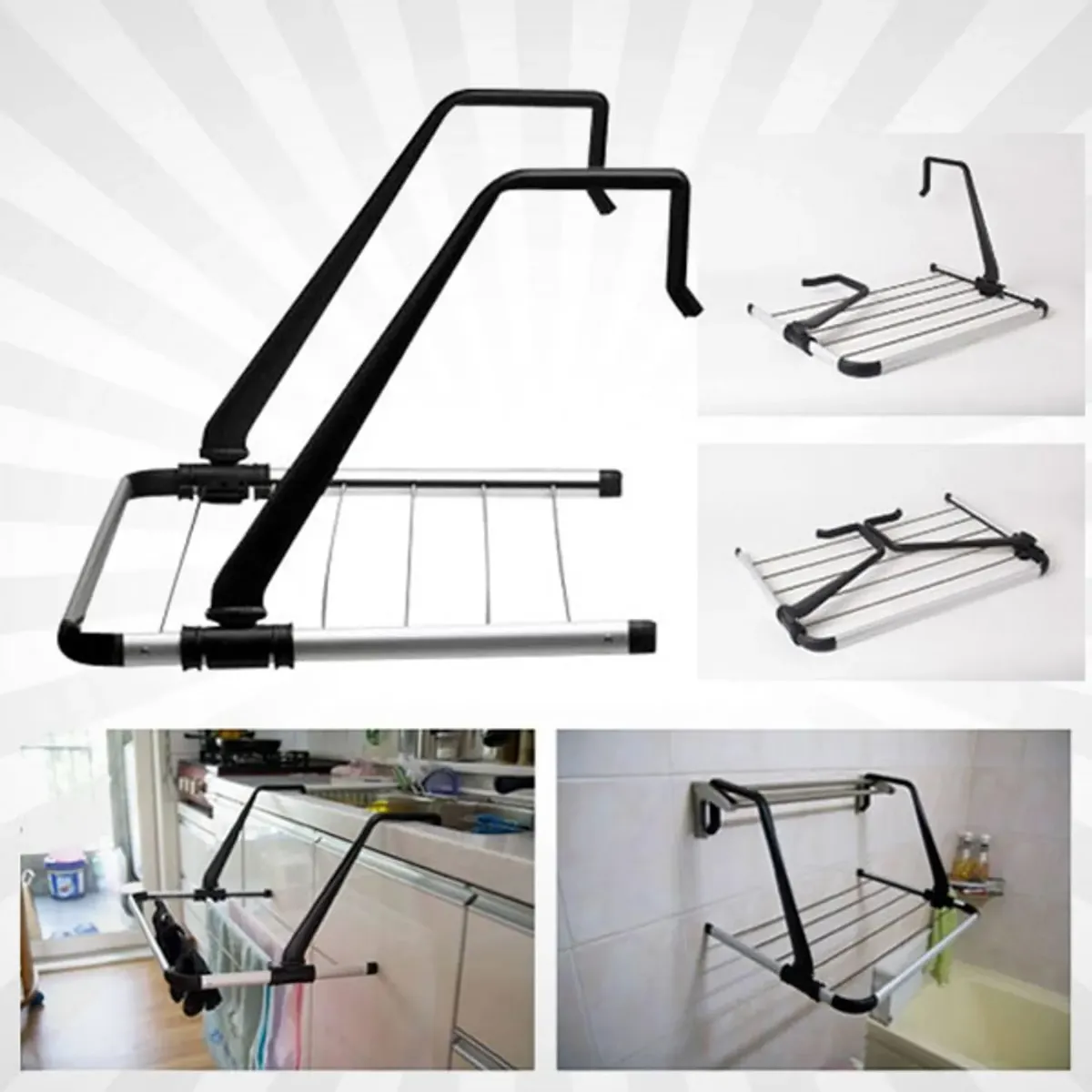 MOVI - TENDEDERO PLEGABLE DE ACERO INOXIDABLE PARA BALCON