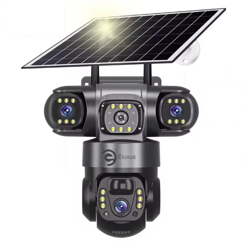 GENERICO - Cámara De Seguridad Solar Eluxus Wifi 360° Full Hd App Exterior 10x Negro