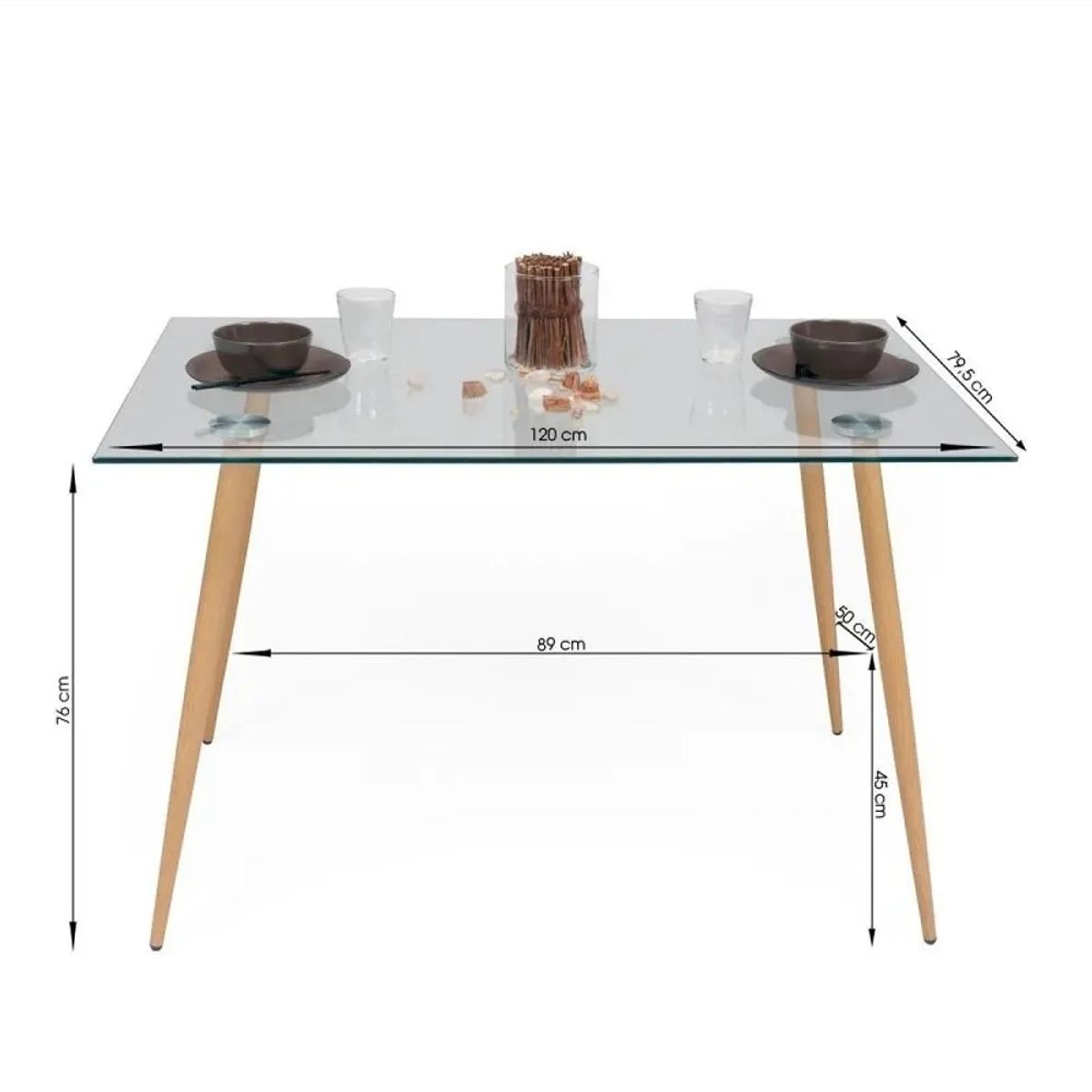 CORI CORI - Comedor Rubi 120x80cms + 4 Sillas Mariposa Lino Gris