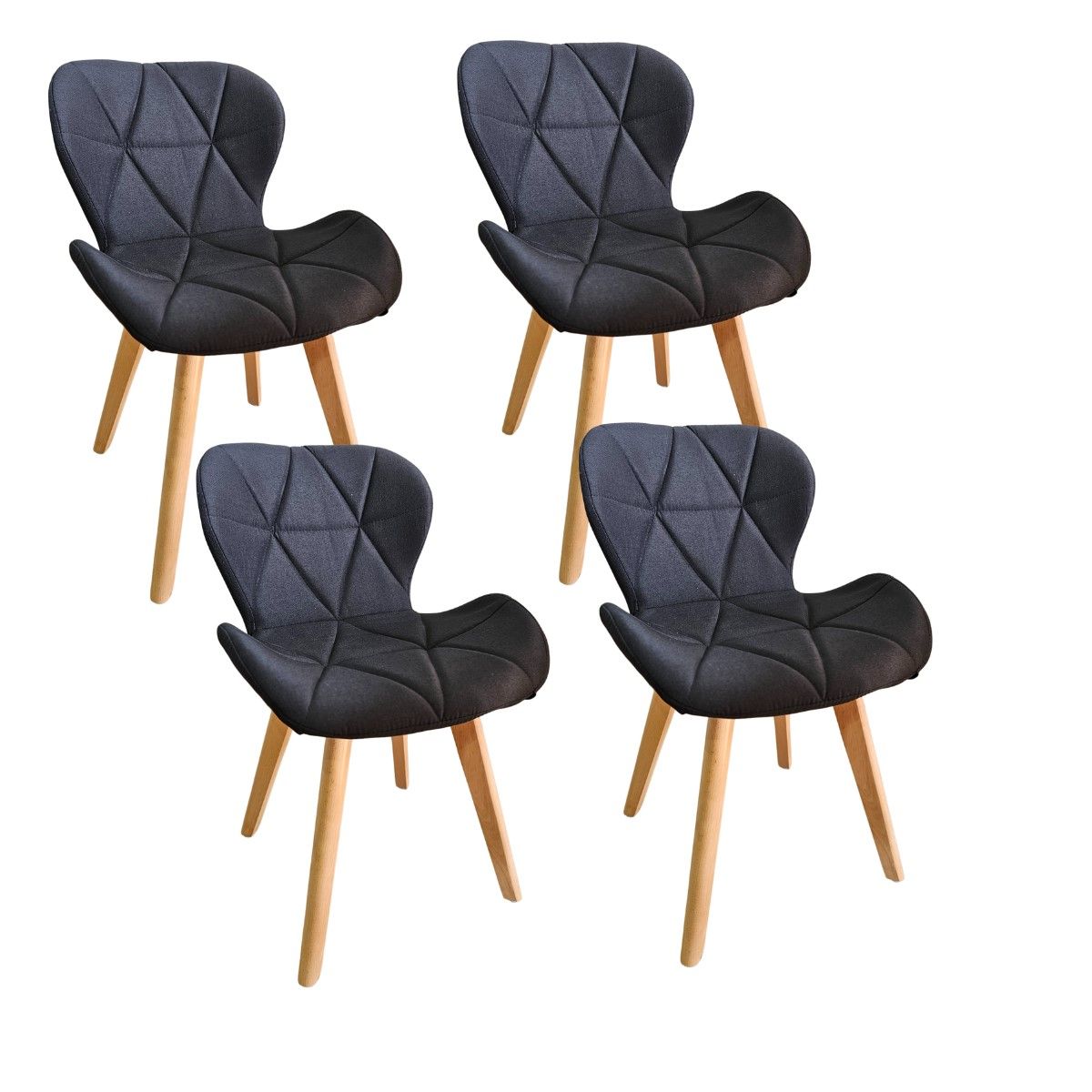 CORI CORI - Comedor Rubi 120x80cms + 4 Sillas Mariposa Lino Negro…