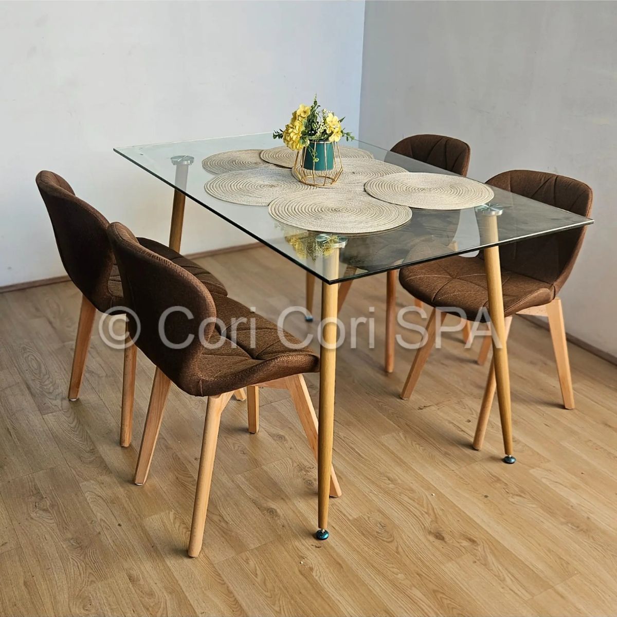 CORI CORI - Comedor Rubi 120x80cms + 4 Sillas Mariposa Lino Chocolate…
