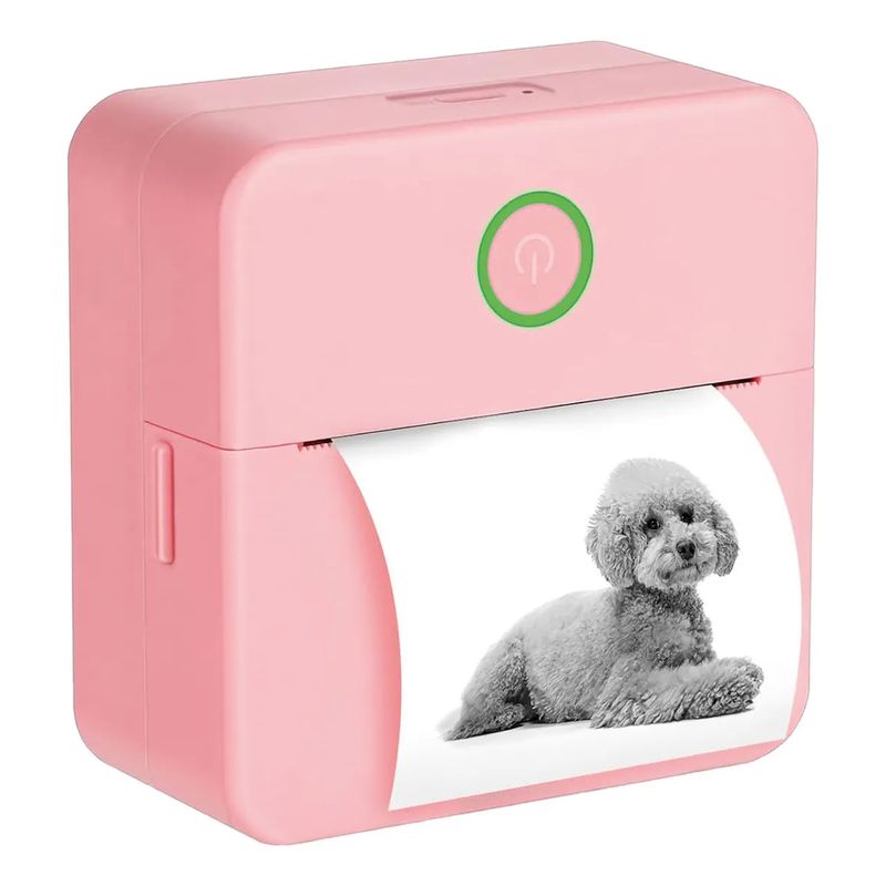 ADETEC - Mini Impresora Rosa Térmica Portátil Bluetooth+1 Rollo