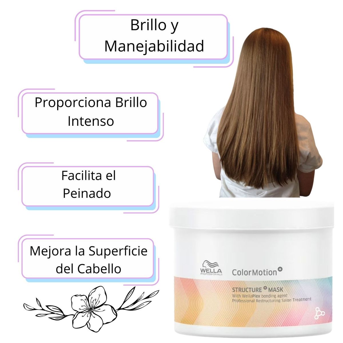 WELLA - Mascara Wella Color Motion 500ml Reconstruye Fortalece Suaviza