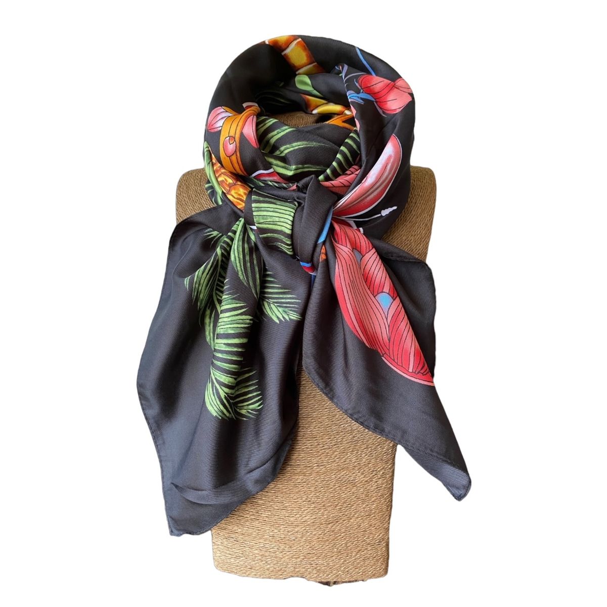 MAXO - Pañuelo largo de Seda de Sarga Mujer 130X130 PANCHA