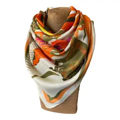 MAXO - Pañuelo de Seda de Sarga Mujer 130X130 CALIPSO
