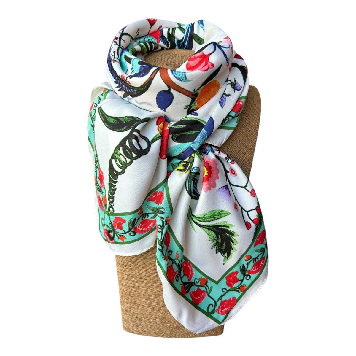 MAXO - Pañuelo de Seda de Sarga Mujer 130X130 CAROLA FLOR