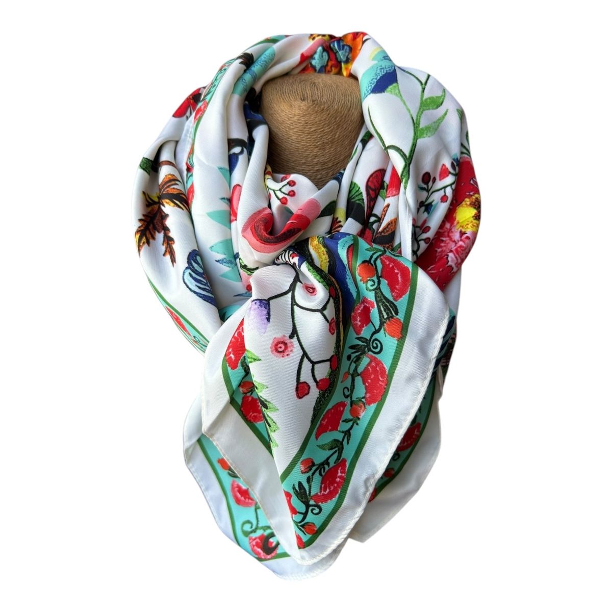 MAXO - Pañuelo de Seda de Sarga Mujer 130X130 CAROLA FLOR