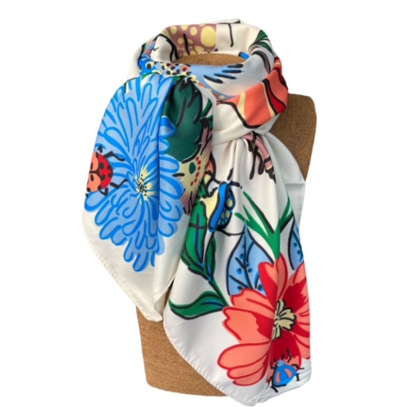 MAXO - Pañuelo de Seda de Sarga Mujer 130X130 ISABELLA