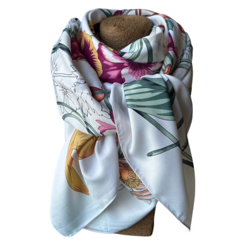 MAXO - Pañuelo de Seda de Sarga Mujer 130X130 LILIANA