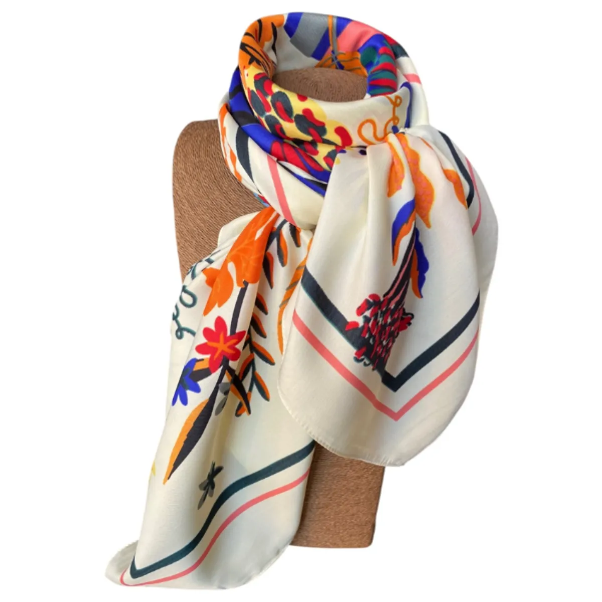 MAXO - Pañuelo de Seda de Sarga Mujer 130X130 MACA