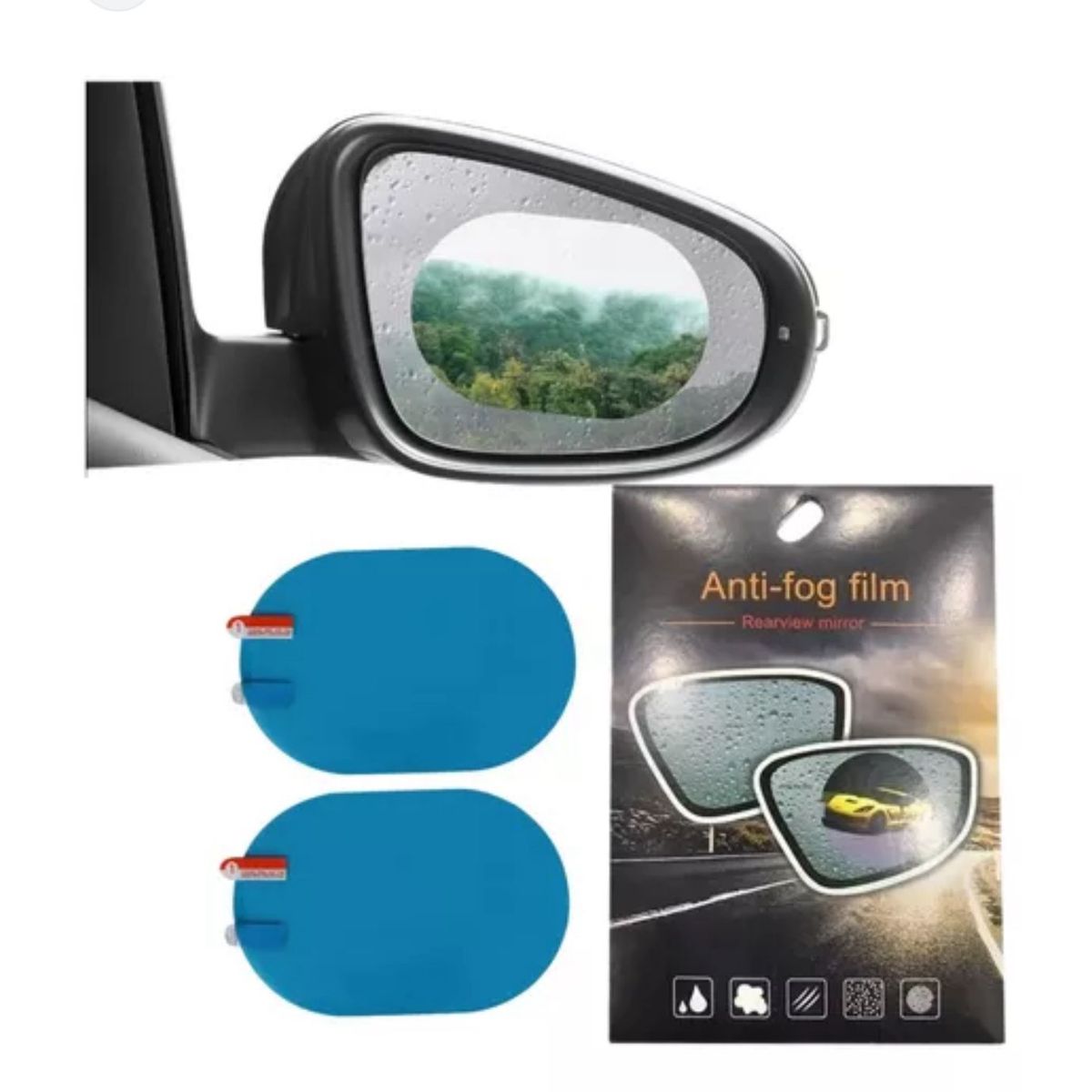 GENERICO - Kit 2 Films Anti-lluvia/niebla Para Espejo Retrovisor