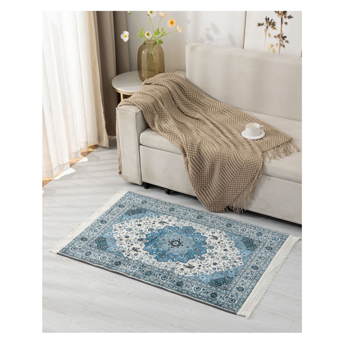 ALMA & DECO - Alfombra o Bajada de Cama Gruesa Ultra Suave 80x120 Cm Cielo y Mar