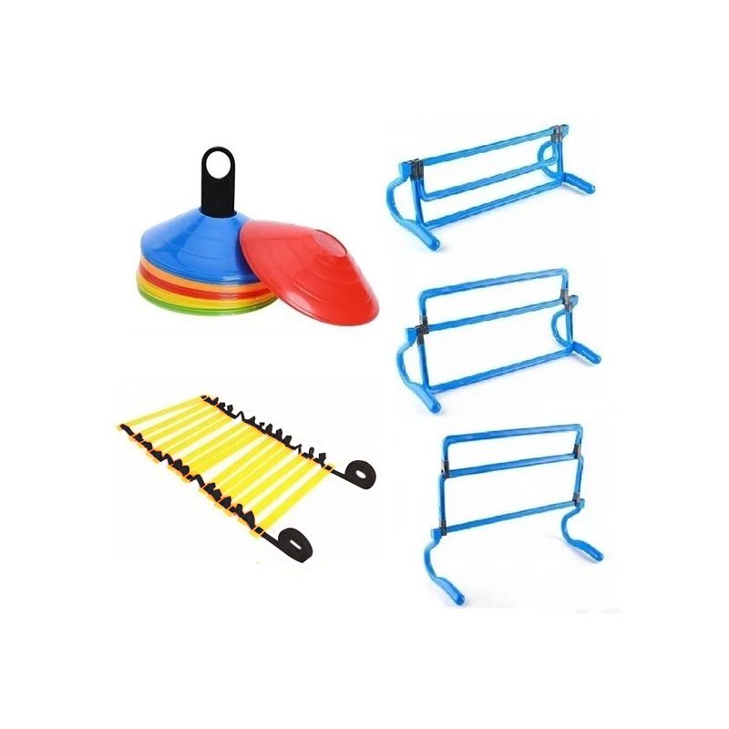 PUNTO STORE - Kit Entrenamiento 3 Vallas + Escalerilla + 10 Obstáculos - PS
