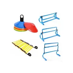 PUNTO STORE - Kit Entrenamiento 3 Vallas + Escalerilla + 10 Obstáculos - PS