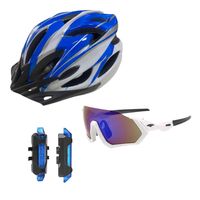 Casco Bicicleta Liviano Ventilación + Lentes + Luz