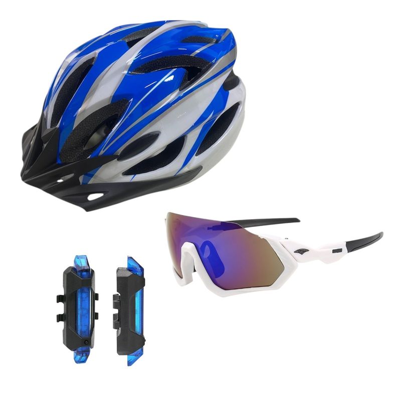 GENERICO - Casco Bicicleta Liviano Ventilación + Lentes + Luz