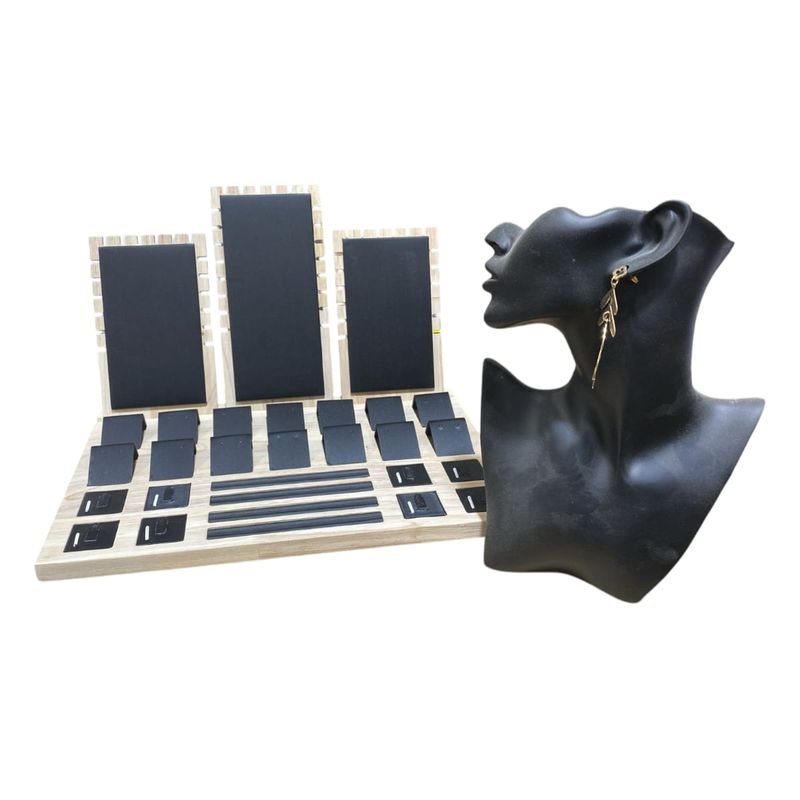 GENERICO - Kit Duo Exhibidor para Joyeria Negro Gms
