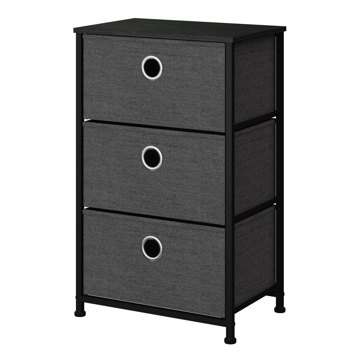 GENERICO - Cajonera Cómoda 3 Cajones Negro Liviano MDF