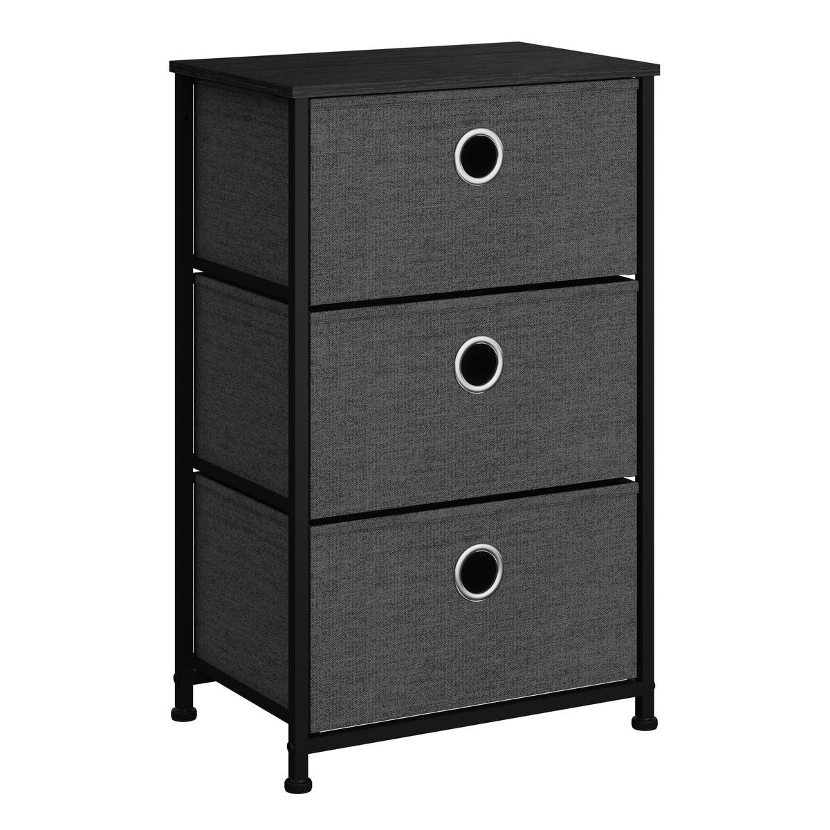 GENERICO - Cajonera Cómoda 3 Cajones Negro Liviano MDF