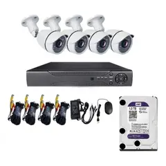 ARTIHOGAR - Kit Cctv Pro 4 Cámaras Cerámica (no Plastico) 2 MP IP66 con Disco Duro 1 Tera