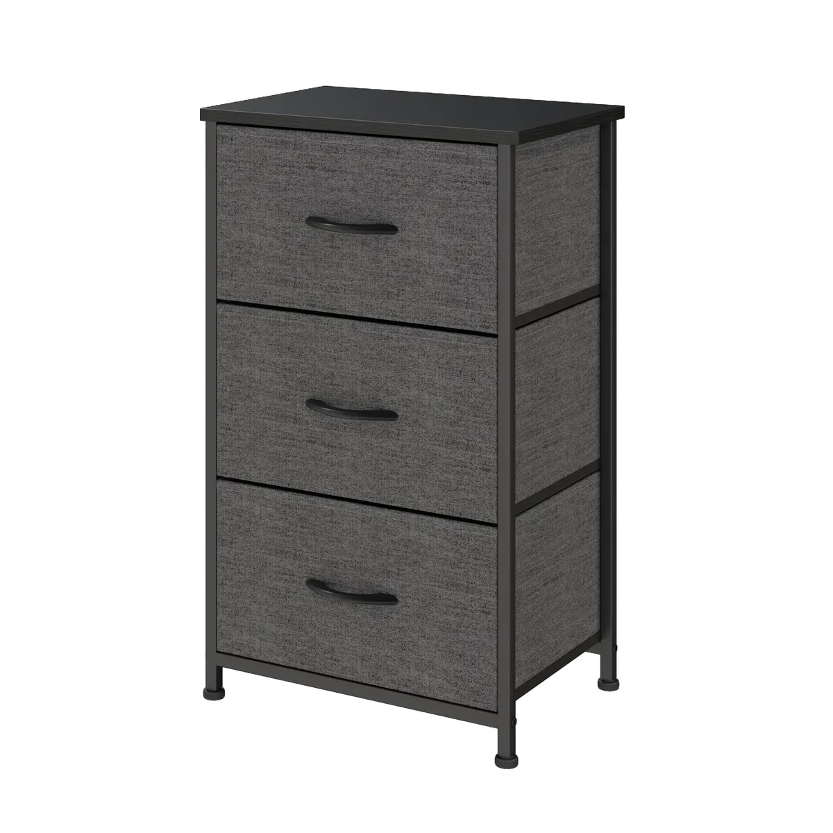 GENERICO - Cajonera Cómoda 3 Cajones Negro Opaco Liviano MDF