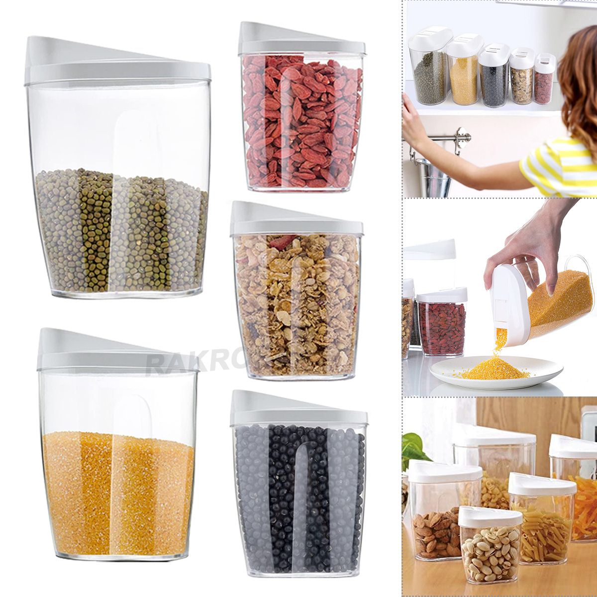 EDWINAYY - Set De 5 Contenedores Herméticos Almacenamiento Plástico