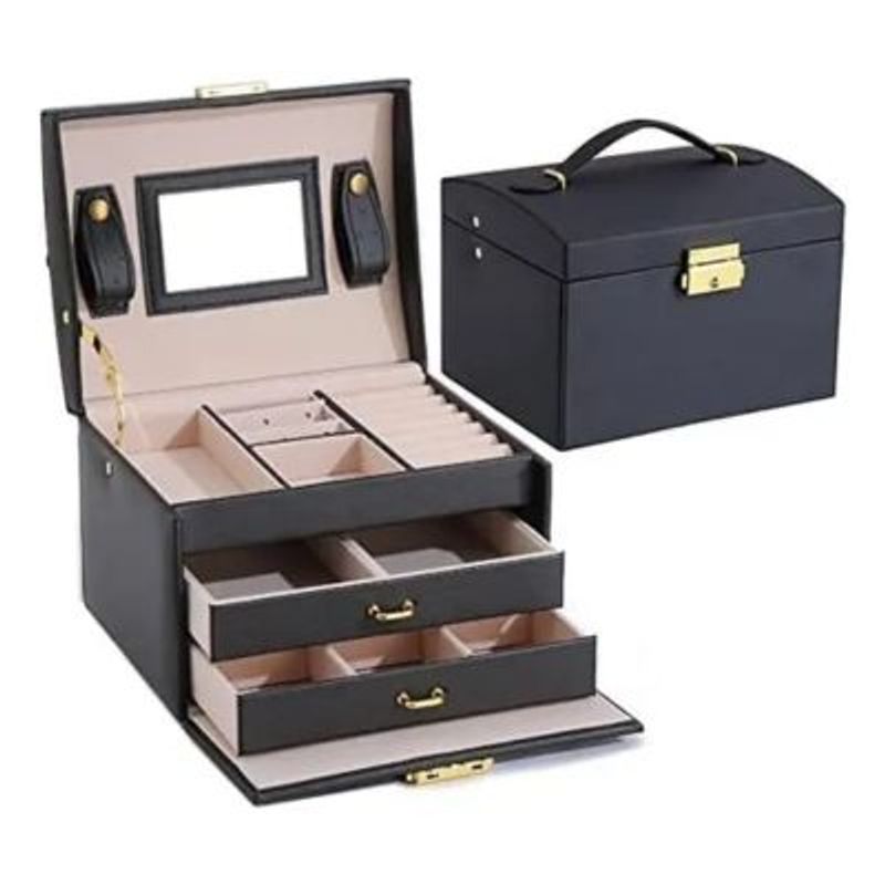 GENERICO - Caja Joyero con Espejo y Tres Compartimentos